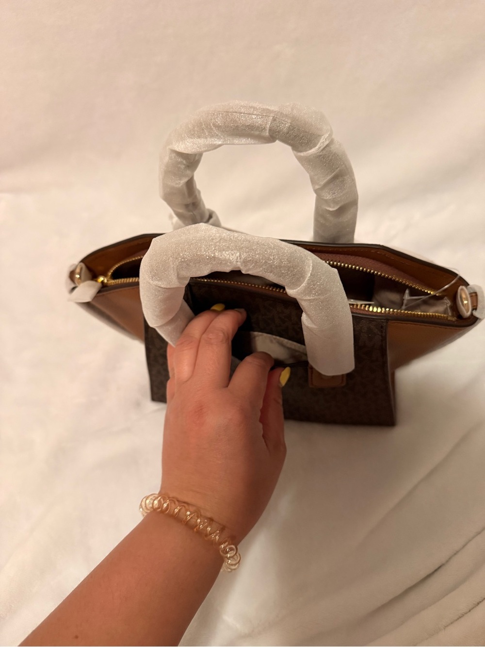 Michael Kors Avril Small Logo Top-Zip Satchel Brown - Picture 12 of 16